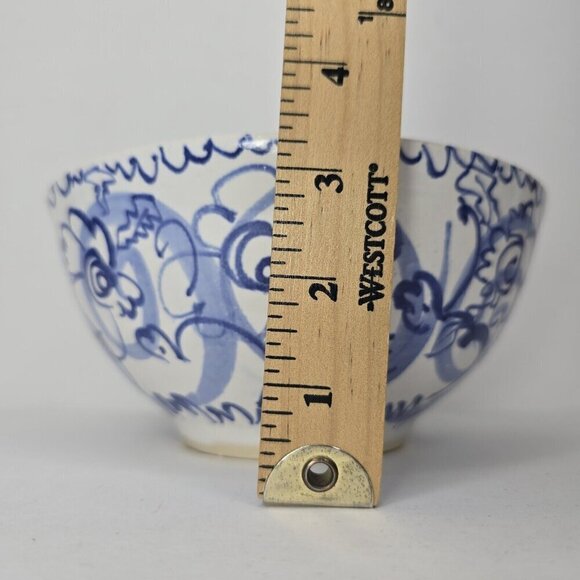 SUE MASON Handmade‎ Ceramic Bowl Floral Blue White Pottery Chinese Decorative - Picture 8 of 9